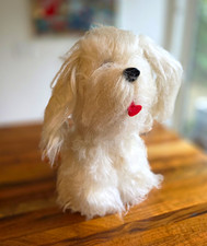 Vintage (Dakin?) White Dog Plush Stuffed Animal  Red Tongue 14