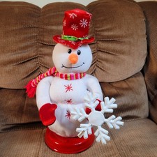 FULLY WORKS Gemmy Animated Spinning Snowflake Snowman Snow Miser LightUp Fan LED picture