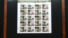 FRAMED 2005 USMC DISTINGUISHED MARINES STAMP SHEET Between Glass picture