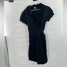 Libian black wrap dress size 3XL short sleeve ruffle collar picture