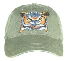 Great Horned Owl Embroidered Cotton Cap NEW  picture