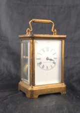 Antique Waterbury Brass Carriage Clock Jeweled Movement Parts Repair No Key picture