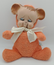 Vintage 1950's Knickerbocker Pouting Teddy Bear Rare Orange Plush Rubber Face  picture