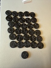 Vintage WWII US Navy Pea Coat Buttons Bulk Lot Black Bakelite Anchor 32 Pc picture