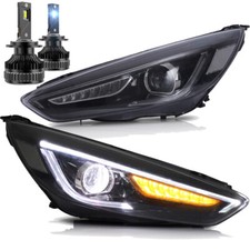 Pair Projector Headlights w/Sequential + D2S LED Bulbs For Ford Focus 2015-2018 picture