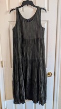 NWOT $378 SZ SM Eileen Fisher Seaweed Crushed Silk Habutai Tiered Dress picture