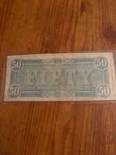Authentic 1864 1st series $50 bank note, confederate states of America. (EF) picture