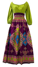 Vintage 60s 1960s Hippie Flower Child style groovy off shoulder festival dress picture