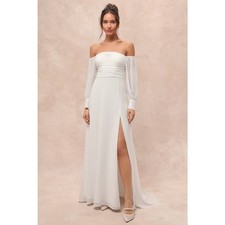 NWT Lulus Adorna White Off-the-Shoulder Maxi Dress Size M picture