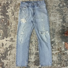 Vintage Levi’s 505 Distressed Thrashed Grunge Light Wash Fits 30x31 80s 90s picture