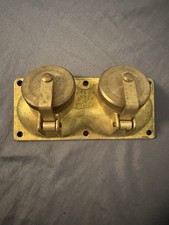 Vintage Russell & Stoll Brass Marine Double Receptacle Cover NY 172-45 C-10640 picture