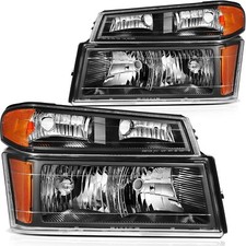 For 04-12 Chevy Colorado GMC Canyon Black Headlights Headlamps+Corner Left+Right picture