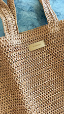 Burberry Tan Raffia Woven Open-Knit Large Tote Bag Beach Shopper GWP picture