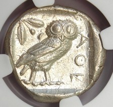 Attica Athens Athena Owl AR Tetradrachm Silver Coin 440-404 BC. NGC Choice XF EF picture
