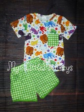 NEW Boutique Eric Carle Brown Bear Animals Boys Shorts Outfit Set picture