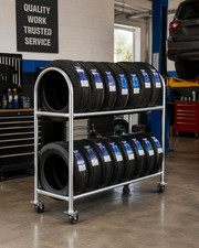 Tire Rack Heavy Duty Rolling 2 Tier Portable picture