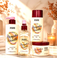 🎃New PINK by VS Limited Edition 4 PC Set~ Pumpkin Vanilla 👻🎃🐈‍⬛ picture