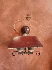 Vintage Tole Ceilling Light Fixture 2 Bulbs Sconce Shade Glass Ball 1930's MCM picture