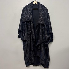 Rare Heydari GEO TRENCH GF Duster Coat Crinkled Black Fabric Oversized One Size picture