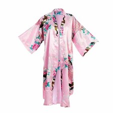 Asian Home Flower Peacock Satin Silk Kimono Robe, Dressing Gown, Bridal, Gift... picture