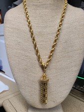 Vintage 1960s Monet Damita Gold Tone Tassel Necklace 24
