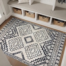 Rugshop Southwestern Geometric Tribal Boho Diamond Area Rug Cream 4' x 6' picture