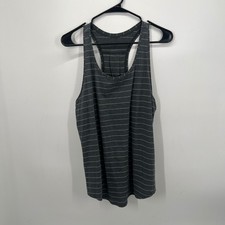 Lululemon Grey Striped Racerback Love Tank Top Pleated Back Athletic Yoga picture