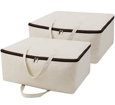 2 Pack Cotton Storage Bags for Duvets, Blankets, Soft Blanket Organizer Bag |... picture