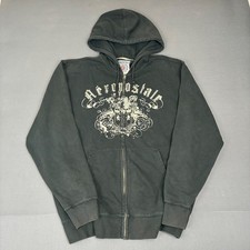 Y2K Aeropostale Crest Logo Graphic Hoodie Men's Size Large Black picture