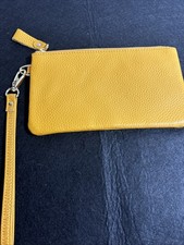 Wristlet Wallet Faux Leather Pebbled Mustard Yellow NWOT picture