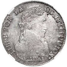 1838 Bolivia 8 Soles reales Potosi silver NGC MS 62 Unc Uncirculated RADIANT picture