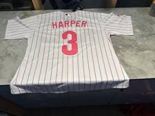 NWT Women’s Ladies Nike Bryce Harper Phillies Home Pink Pinstripe Jersey Medium picture