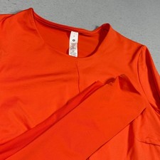 Lululemon Tight Fit Lined Long Sleeve Solar Orange Mesh Crop Top Womens Small picture