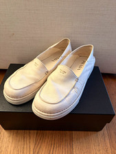 PRADA men’s White Leather Slip-On Loafer Flats Round Toe US 8.5 picture