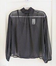 NWT Sanctuary Glitter Dot Black Sheer Mock Neck Shirt and Tank Set Size S picture