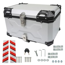 65L Silver Aluminum Motorcycle Top Case Security Lock Universal picture