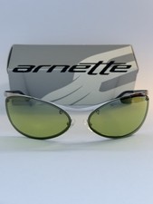 Vintage Arnette SESS 3004-507/52 Silver Wraparound Sunglasses Green Lenses Box picture