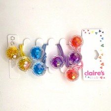 Claire's Club Multicolor Beaded Elastic Ponytail Holders Hair Ties Set 4 in picture