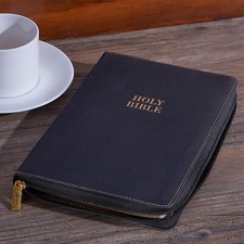 KJV Large Print Thinline Bible Black Zipper Indexed BRAND NEW in Shrink Wrap picture