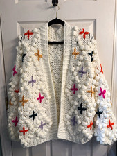 Fate White Chunky-Knit Open Front Long Sleeve Cardigan Anthro Dupe picture