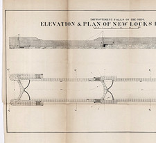1878 Falls of the Ohio River Plan of New Locks L & P Canal - ORIGINAL antique picture