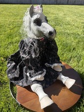 vtg Duncan Horse Doll Anamorphic 22” Ceramic Head+Hooves in Dress *read picture