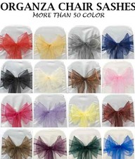 PACK OF 50 Organza Chair Cover Sash Bow Sashes Wedding Banquet decor  picture