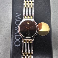 Movado Esperanza Watch Men 33mm Black Dial Two Tone 84.19.861 New Battery VHU picture