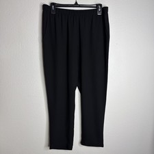 Eileen Fisher Women’s Silk Pants Size Small Black Pull On Straight Leg EUC picture