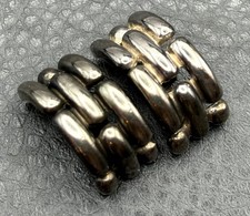 Givenchy Vintage Signed Dark Silver Tone Basket Weave Chunky Clip-On Earrings picture