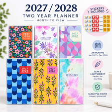 2027 2028 2 Year Planner Month to View Slim Pocket Diary Monthly + Stickers picture