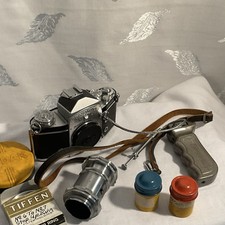 Exakta VX IIa Silver Vintage SLR Camera w/ Lens, Strap, mobilegrip, MORE picture