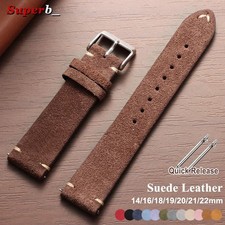 18 19 20 21 22 MM Soft Suede Leather Vintage Strap Watch Band Quick Release picture