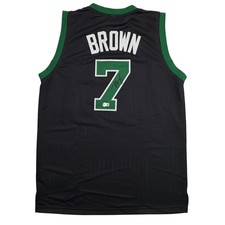 Autographed/Signed Jaylen Brown Boston Black Basketball Jersey Beckett BAS COA picture